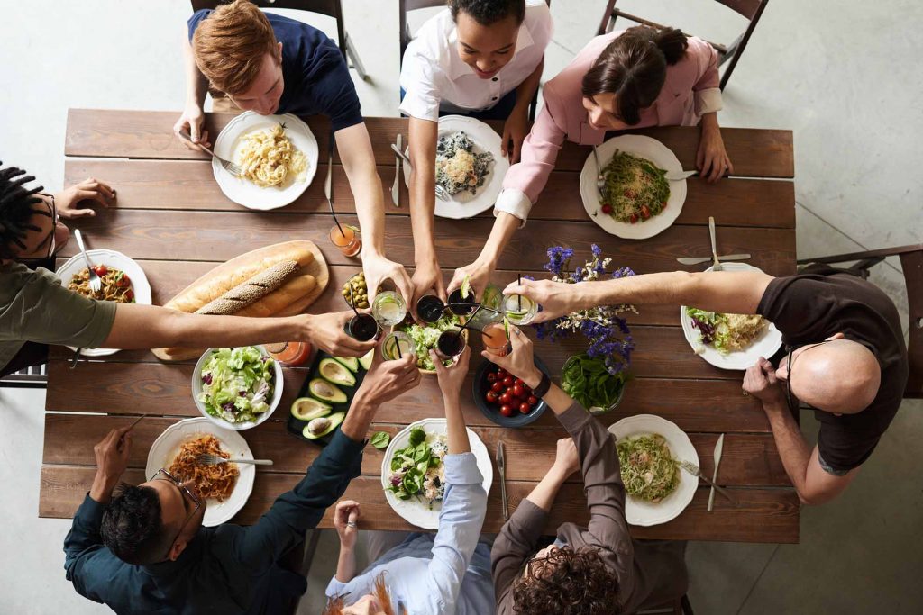 tavolo, cena, pasto, gruppo