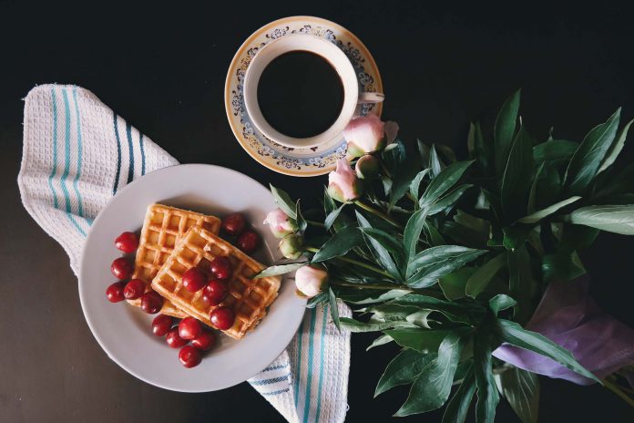 colazione, caffè, waffle