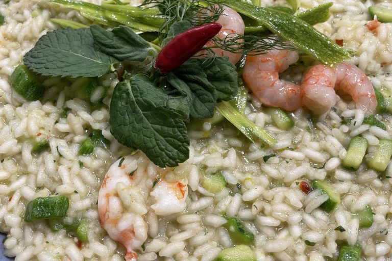 Risotto zucchine e gamberi