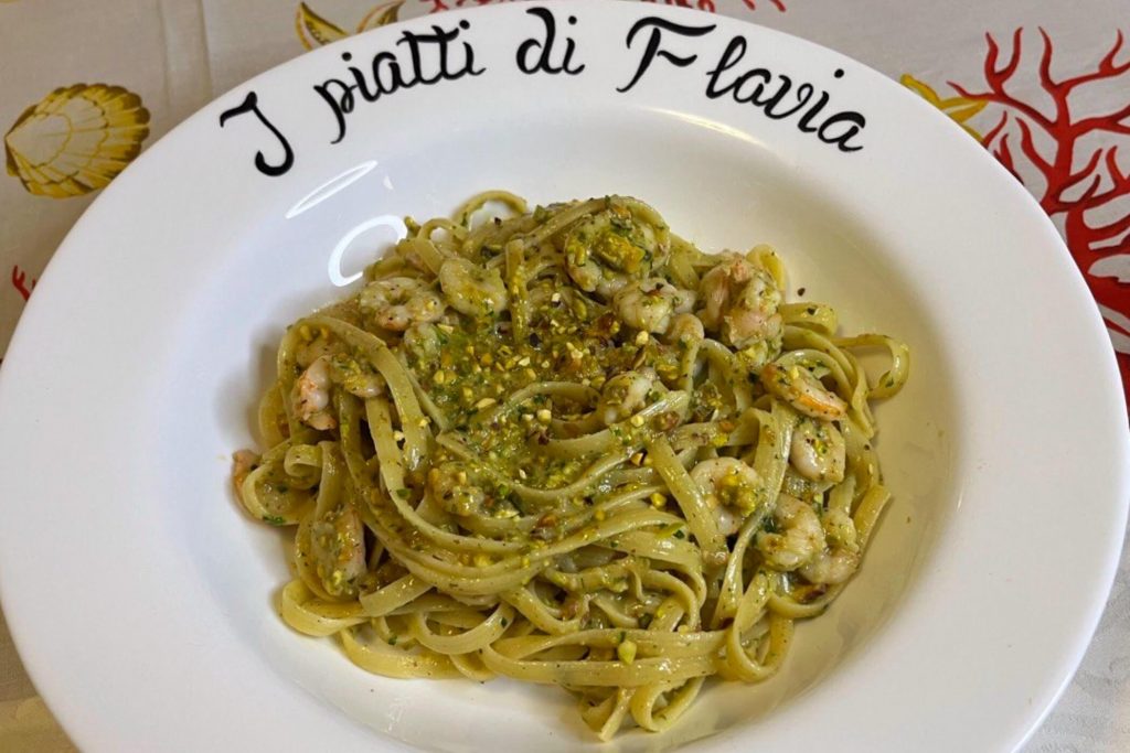 Pasta pistacchio e gamberi