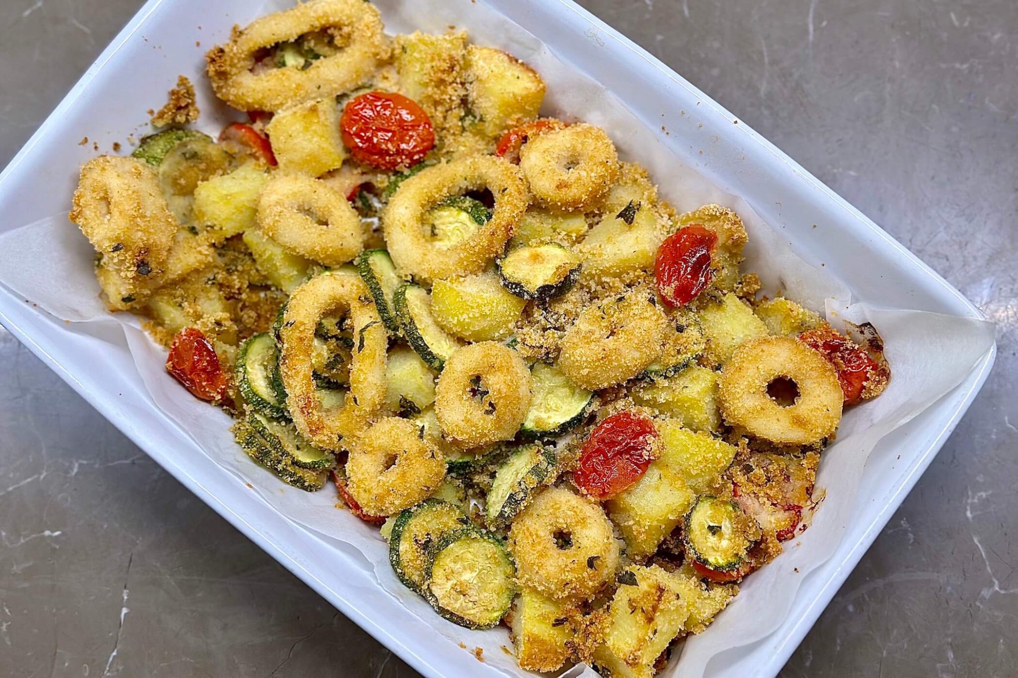 anelli di totani al forno gratinati