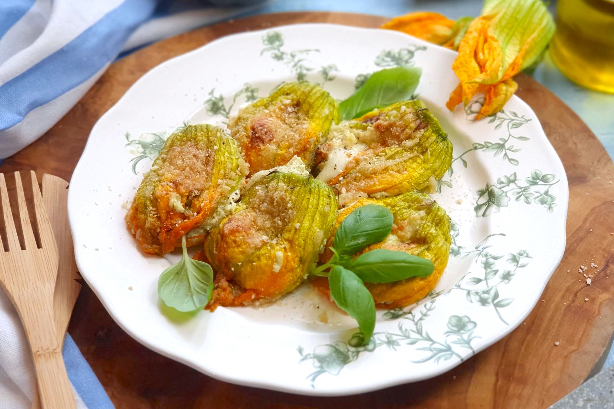 ricetta fiori di zucca ripieni al forno