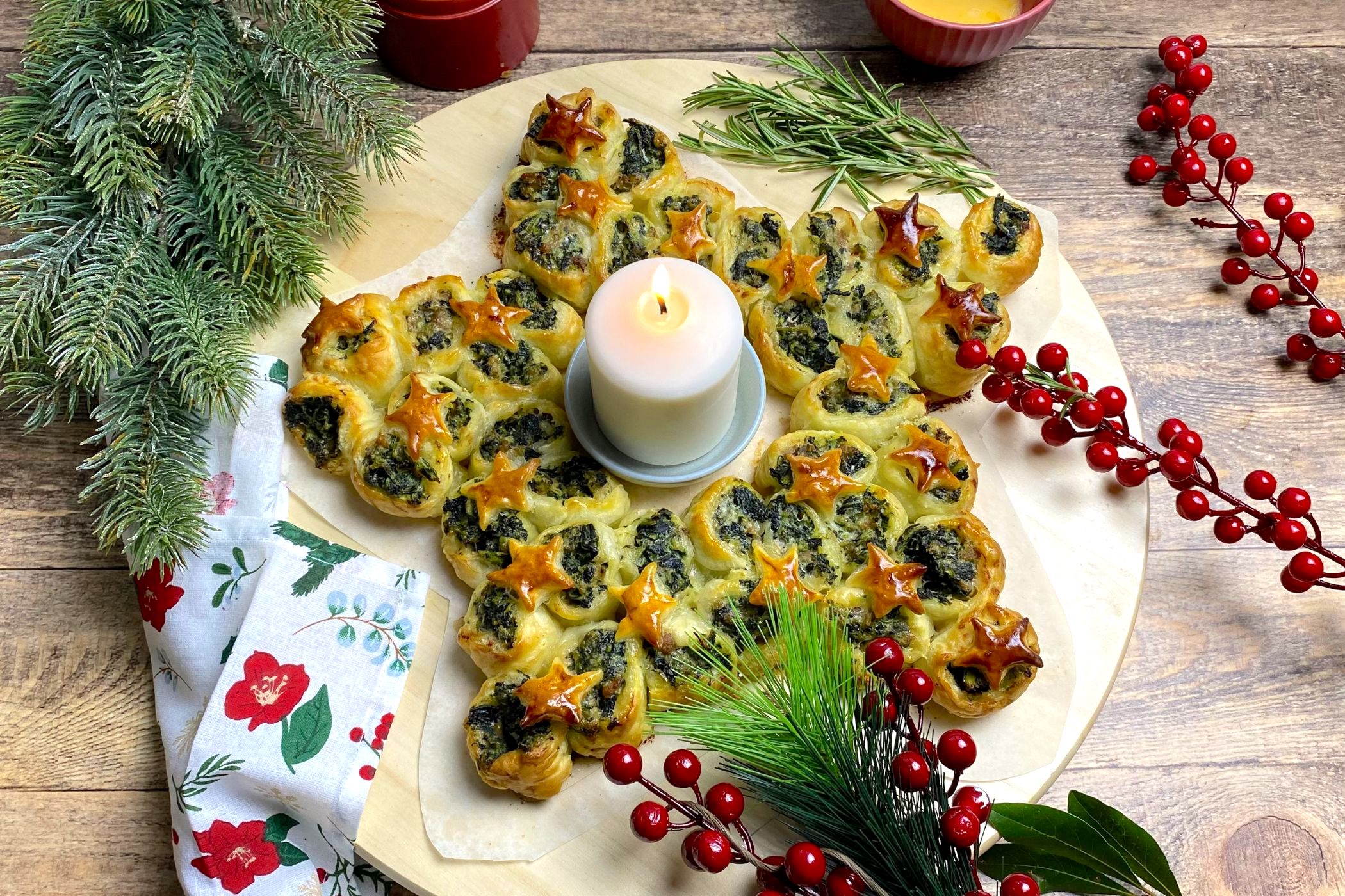 Stella rustica con pasta sfoglia, l’antipasto-centrotavola delle feste!