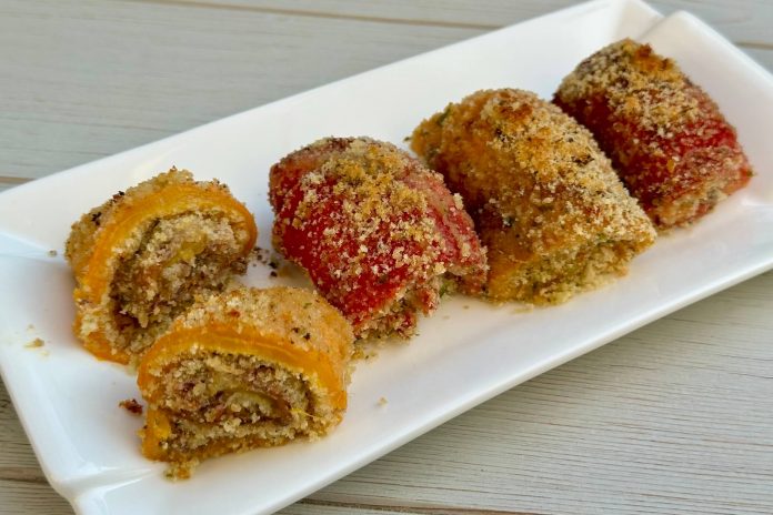 Involtini di peperoni gratinati