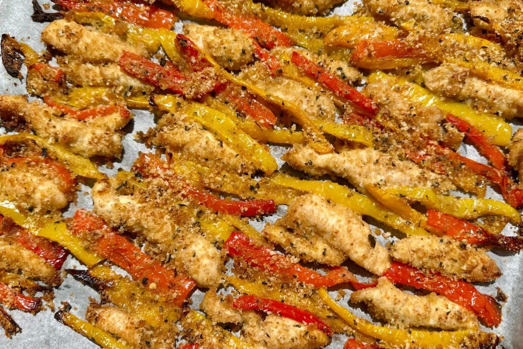 Straccetti di pollo e peperoni gratinati
