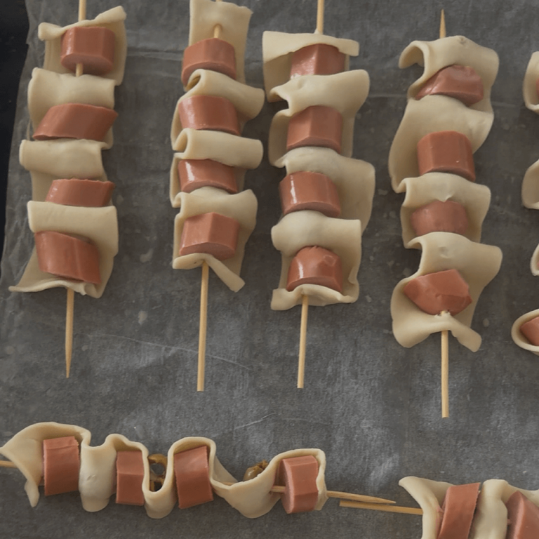 Spiedini di pasta sfoglia ai wurstel step4