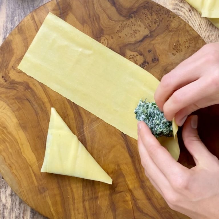 Triangoli di lasagne ricotta e spinaci step4