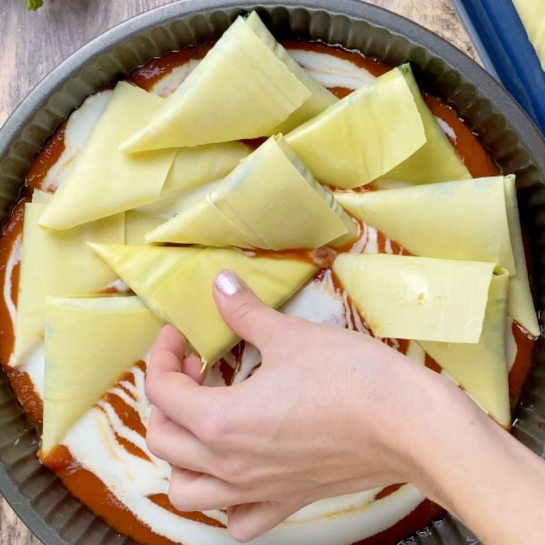 Triangoli di lasagne ricotta e spinaci step5