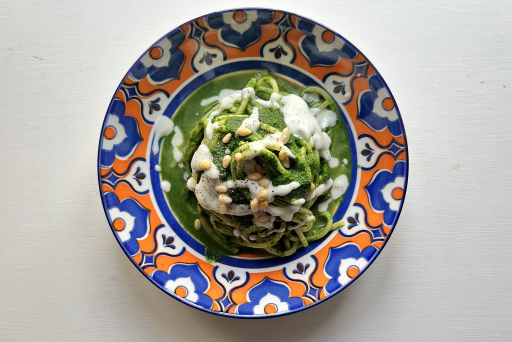 Spaghetti spinaci e stracchino