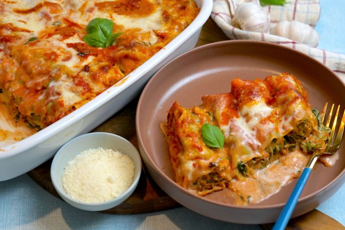 Cannelloni arrotolati ricotta e spinaci